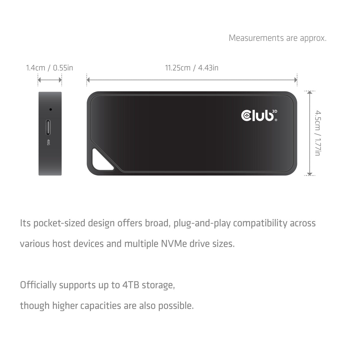 Club3d Ssd Carcasa M.2 Con Ventilador Usb4, Nvme Retail