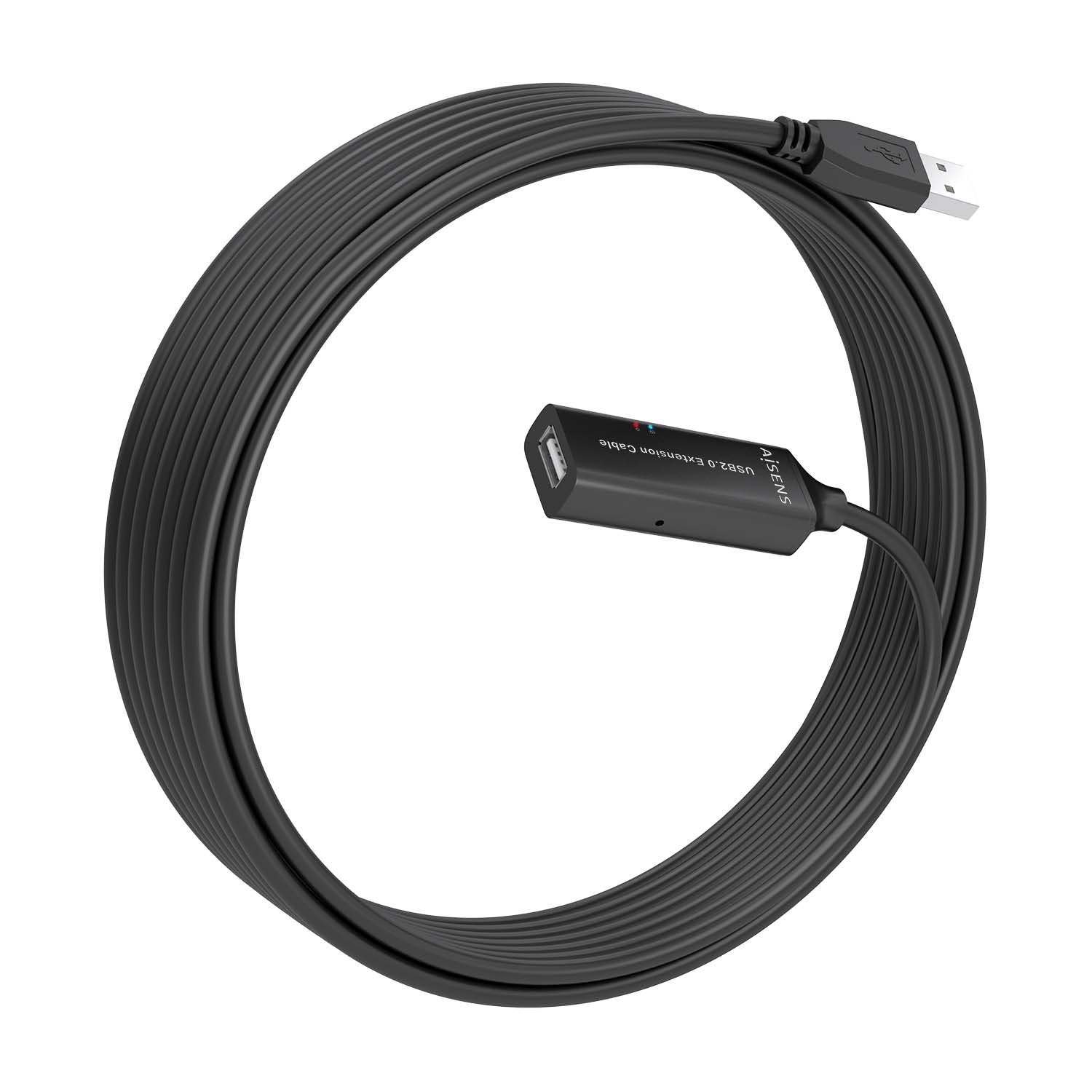 Aisens Cable Usb 2.0 Prolongador Con Amplificador, Tipo A/M-A/H, Negro, 10m