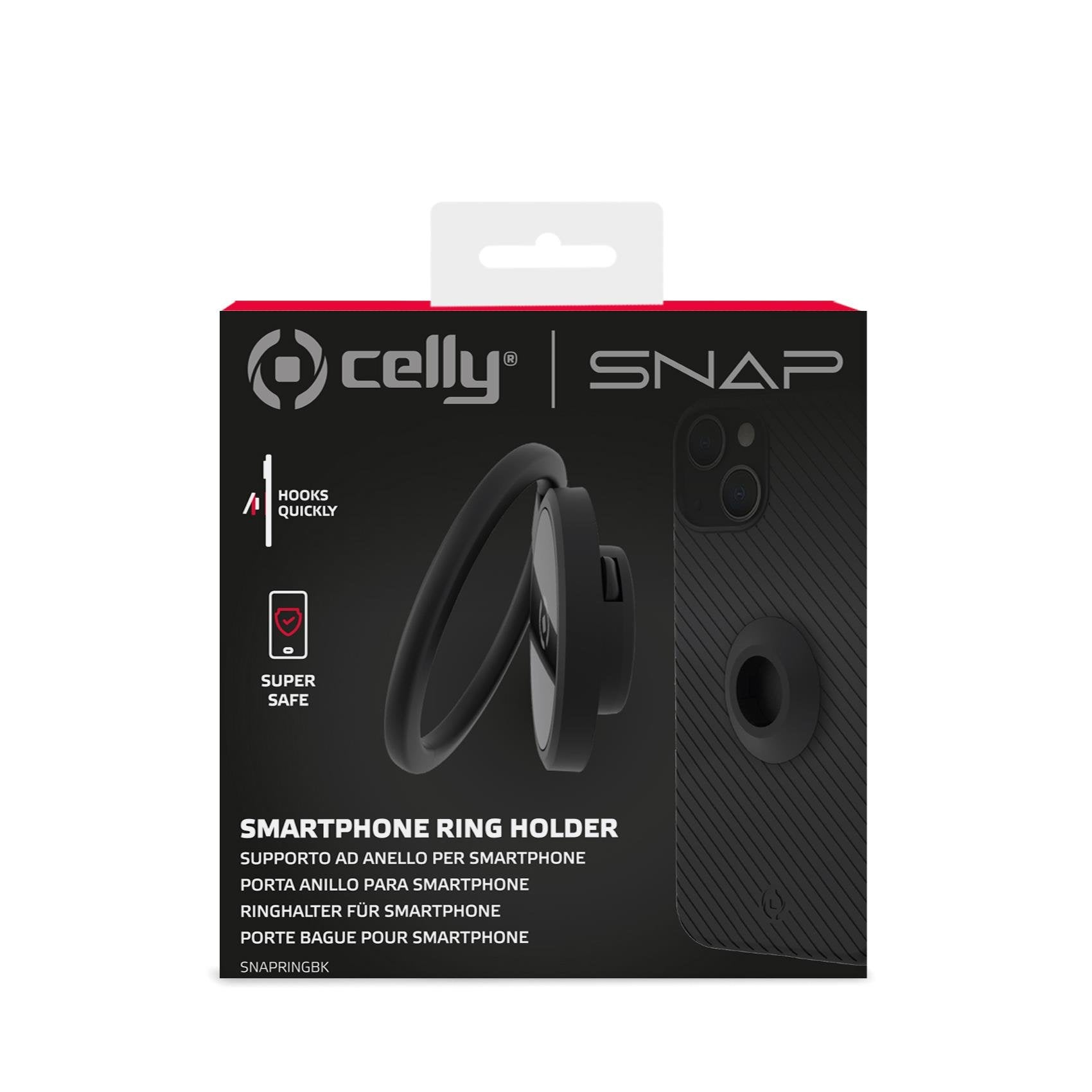 Celly Snapring Soporte Coche Activo Teléfono Móvil/Smartphone Negro