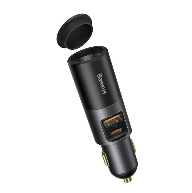 Baseus Charger For Auto 2 Ports (Usb+Usb-C) 120w Share Together Gray Ccbt-C0g