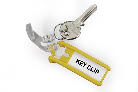 Durable Llavero Key Clip Con Etiqueta Siempre Visible Amarillo -Bolsa 6u-
