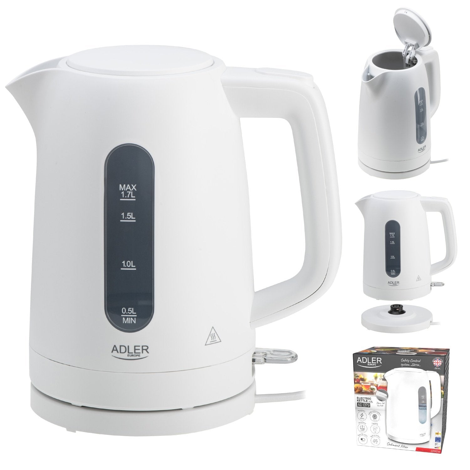 EAN 5905575907950 - Adler tetera eléctrica 1,7 L 2200 W Blanco imagen 12