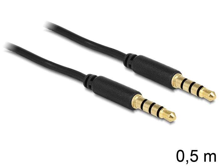 Delock Cable Jack 3,5 Mm 4 Pin Macho > Macho 0,5 M Negro