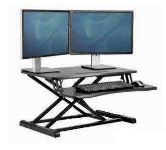 Fellowes Sit-Stand Corsivo Estación De Trabajo - Sistema De Muelle A Gas - Amplia Plataforma Superior - Plataforma Inferior Para Raton Y Teclado - Color Negro