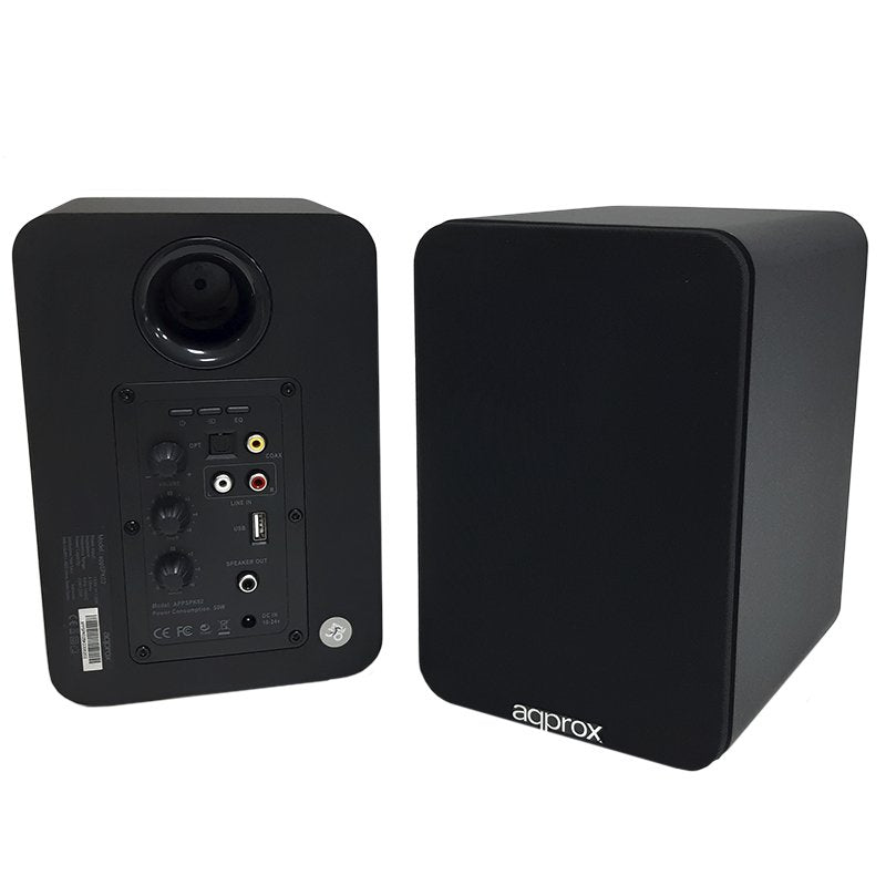 Approx Altavoces Autoamplificados 60w Rms Bluetooth 5.0 - Carcasa De Madera - Rca, Optical, Coaxial, Usb - Incluye