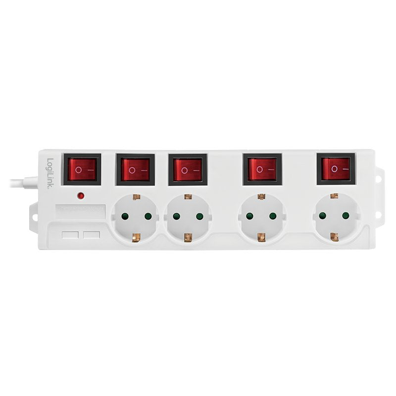Logilink Regleta De Enchufes De 4 Tomas, 4xcee 7/3, W. 5 Interruptor, Blanco Cable Textil Logilink