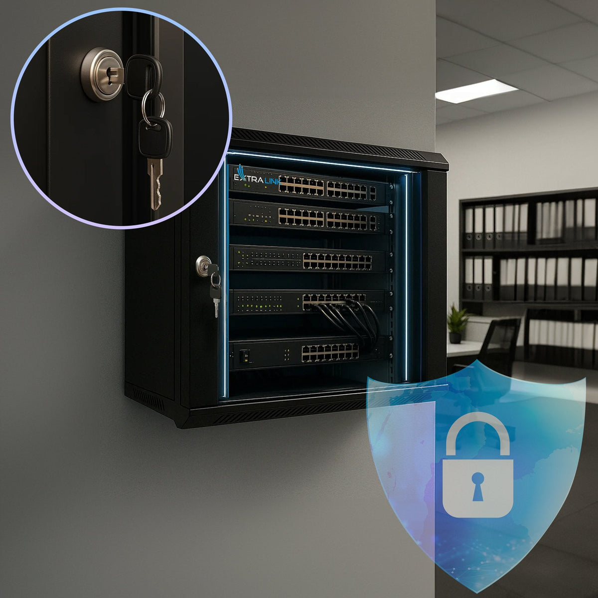 Lite 12u 530x400 Negro Rack-Armario Zur Montaje En Pared, Bandeja De Rack Im Lieferumfang Enthalten