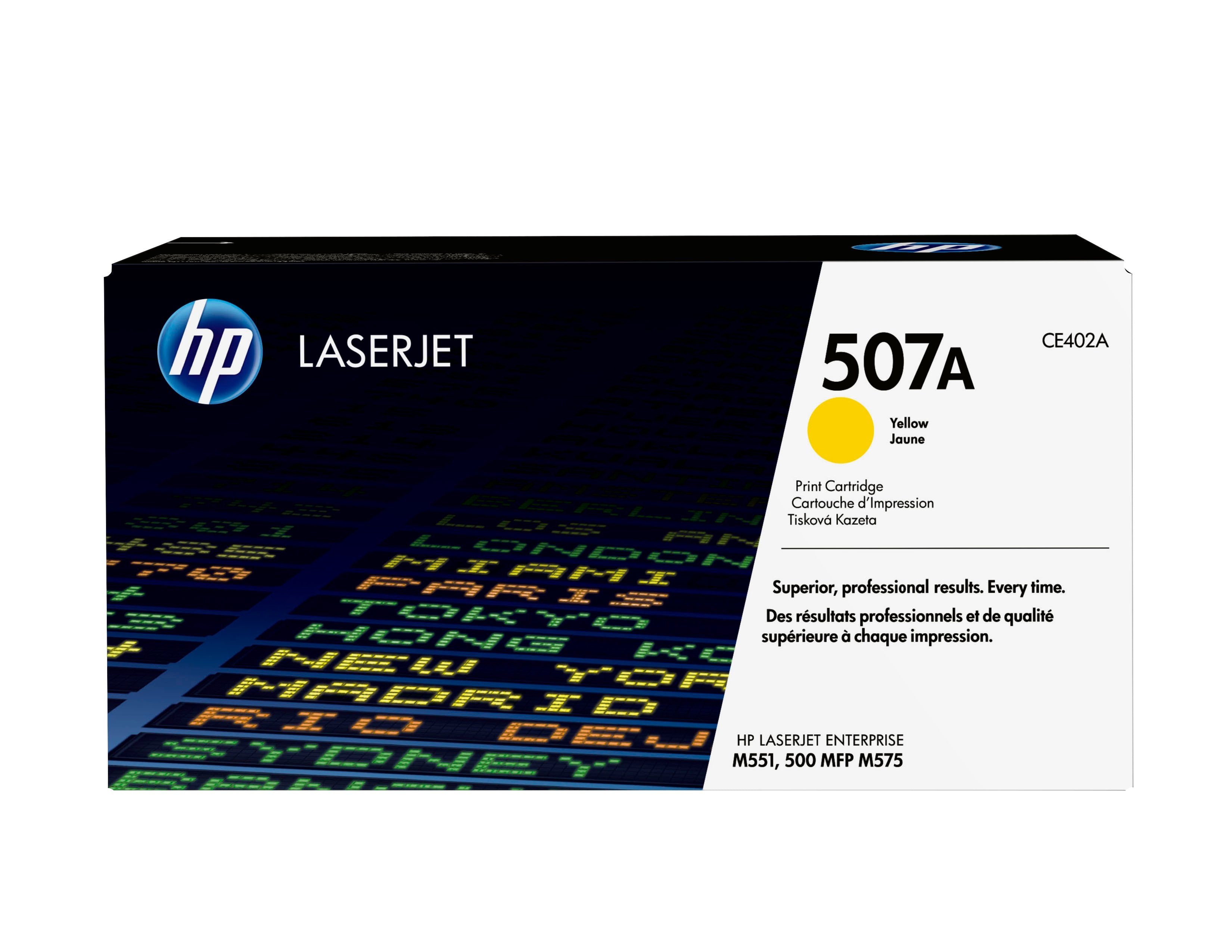 EAN 0884962554586 - HP 507A Yellow Original LaserJet Toner Cartridge cartucho de tóner 1 pieza(s) imagen 1