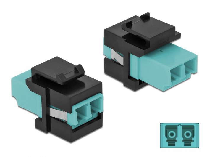 Keystone Modul Lc Duplex Buchse Zu Lc Duplex Buchse Aqua   Schwarz