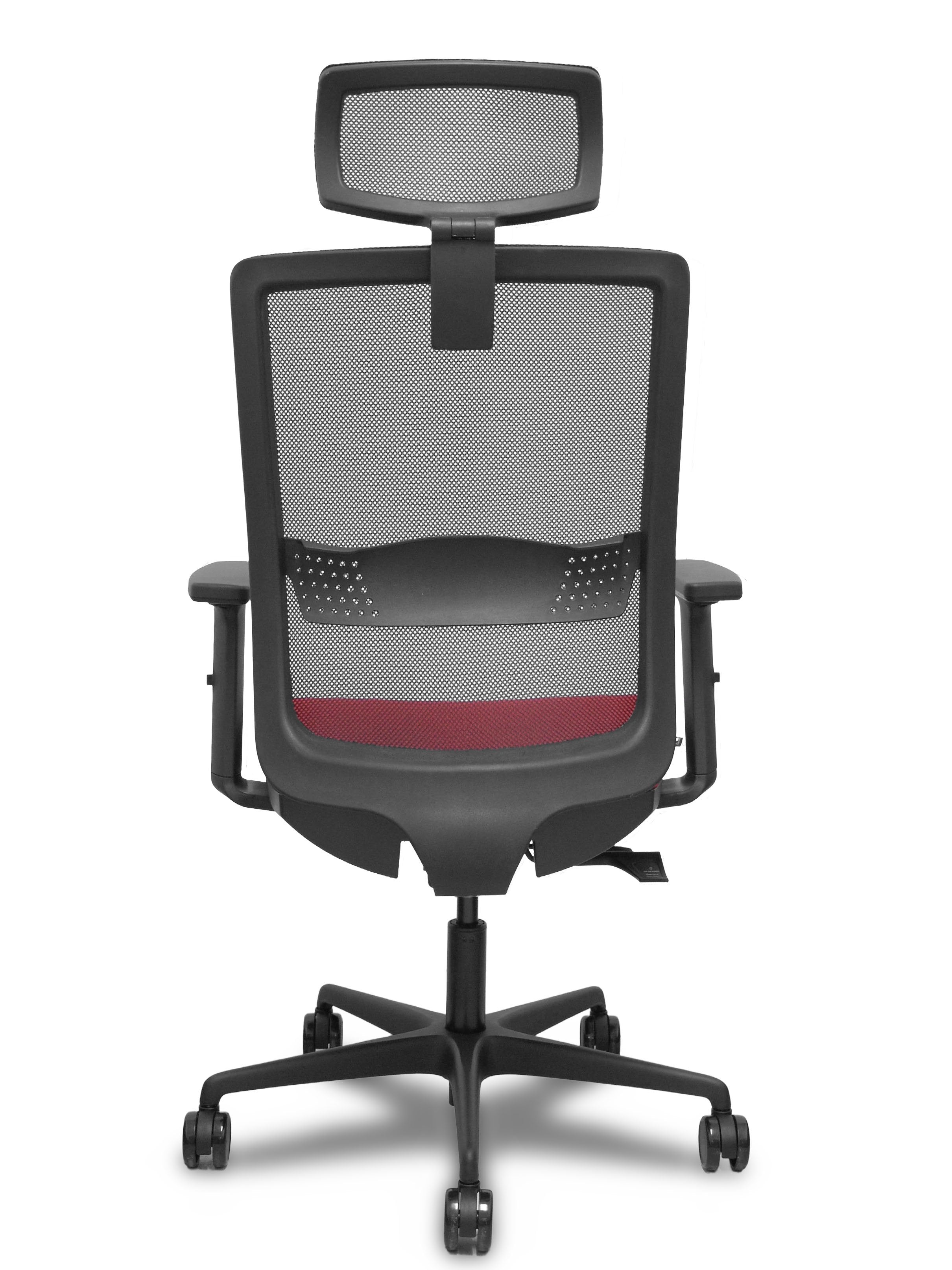 Piqueras Y Crespo Silla Haches Traslack Malla Negra Asiento Bali Rojo Brazos 2d Ruedas 65mm Cabecero Regulable