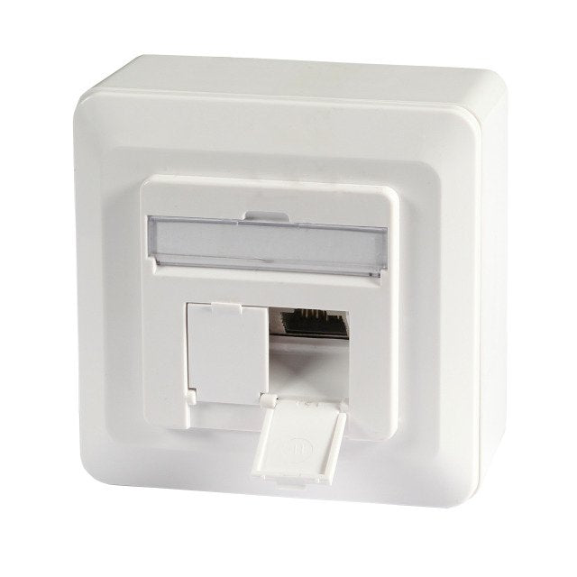 Roseta Efb Cat.6a 500mhz Arriba / Abajo, Montaje En Superficie, 2xrj45, Blanco