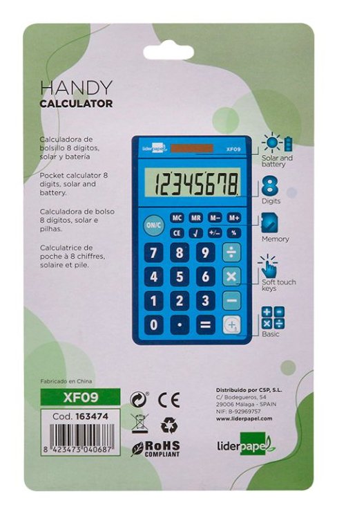 Calculadora Liderpapel Xf09  Básica Azul