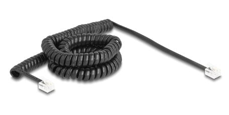 Delock Telefoncable   Spiralcable Rj11 Stecker Zu Rj11 Stecker Schwarz 5 M