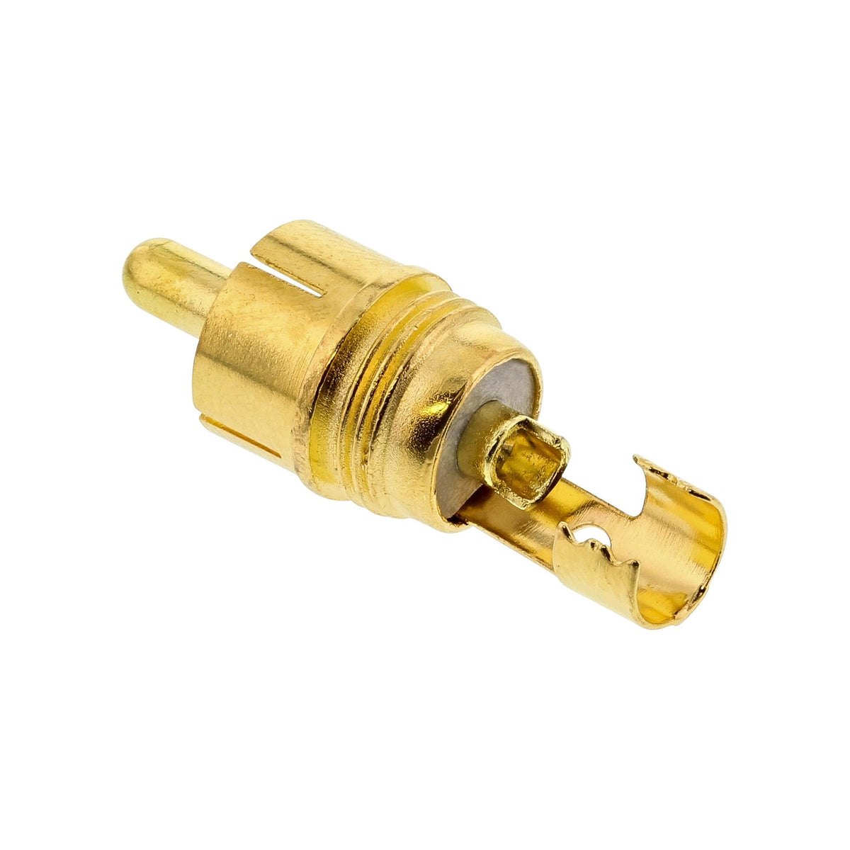 Inline Rca Macho Para Soldar Anillo Blanco Metal Negro Para Cable De 6mm