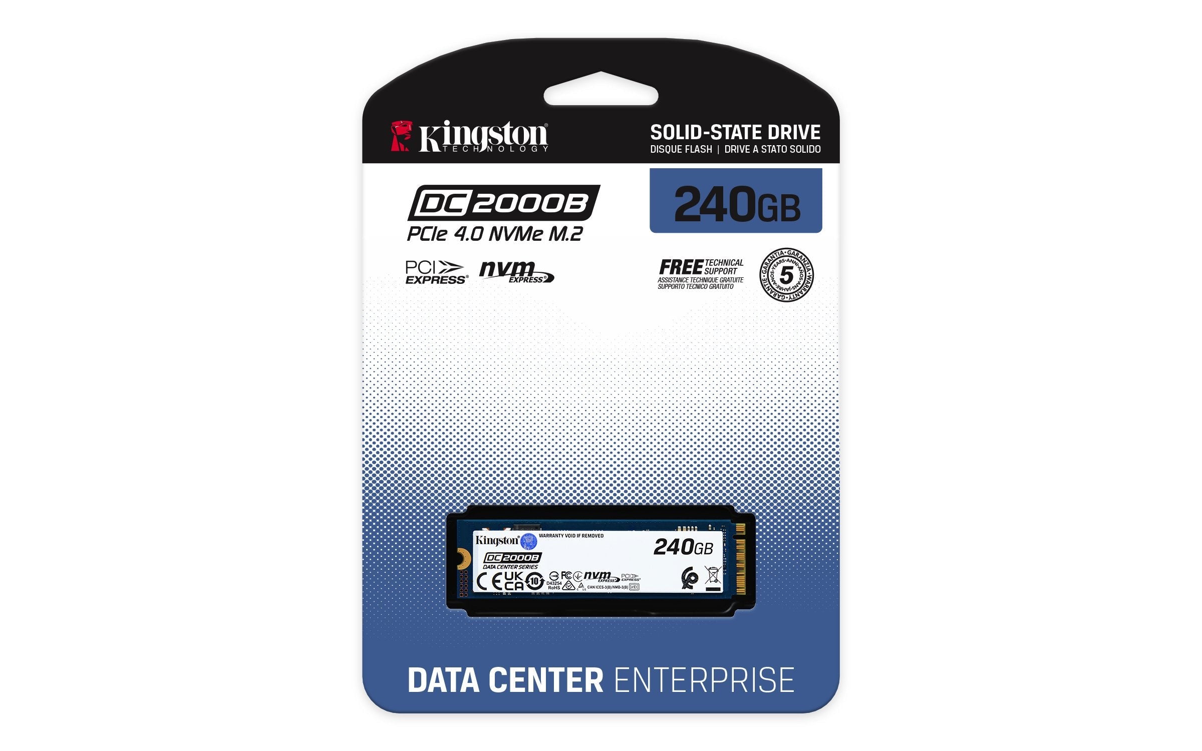 Disco Ssd Kingston Dc2000b 240 Gb, Pcie 4.0 X4, Nvme, M.2 2280, Sin Disipador Sedc2000bym8/240g