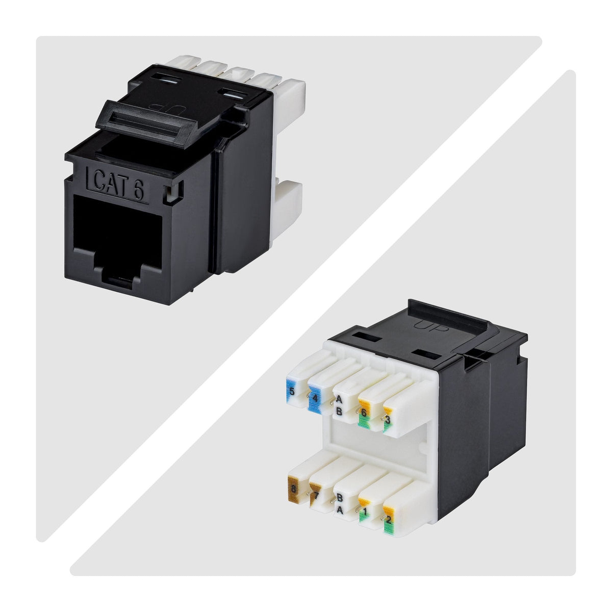 Startech.Com Cat6 Keystone Jack Módulo, Pack De 24 Rj45 Ethernet Keystone Conector Hembra, Utp Cat6 Wandbuchse, 180 Grad 110 Punch Down Conector Hembra, Negro, Plano, Negro, Rj-45, Conector Hembra, Conector Hembra, 10gbase-T