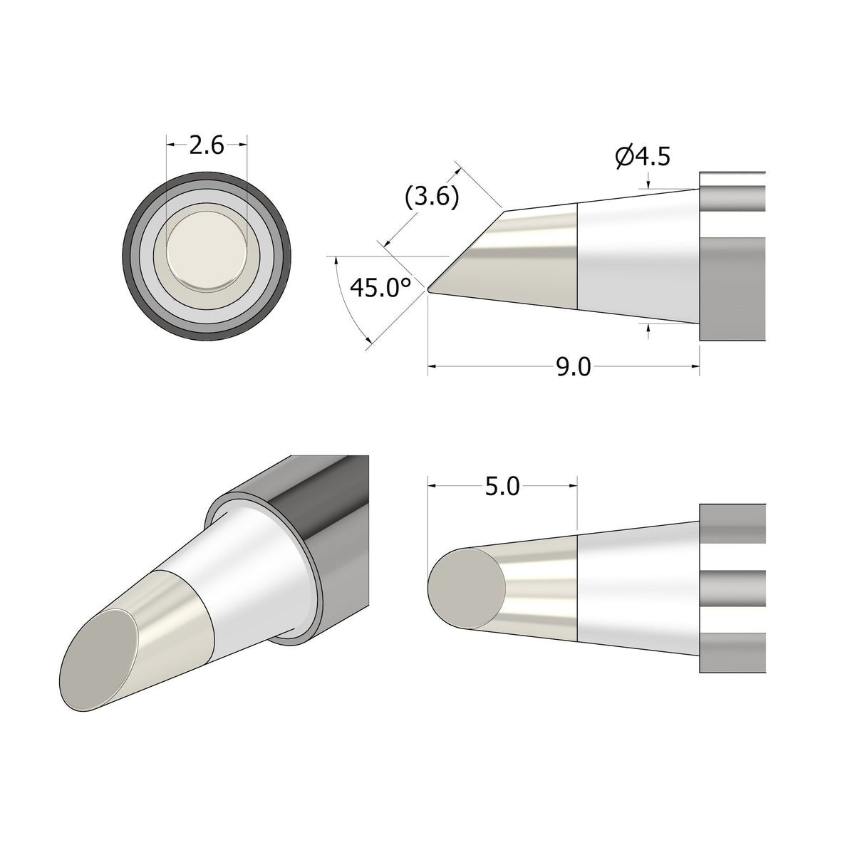 Punta De Soldadura Ifixit Fixhub Cónica Biselada 2,6 Mm, Soldador Plateado If145-840-1