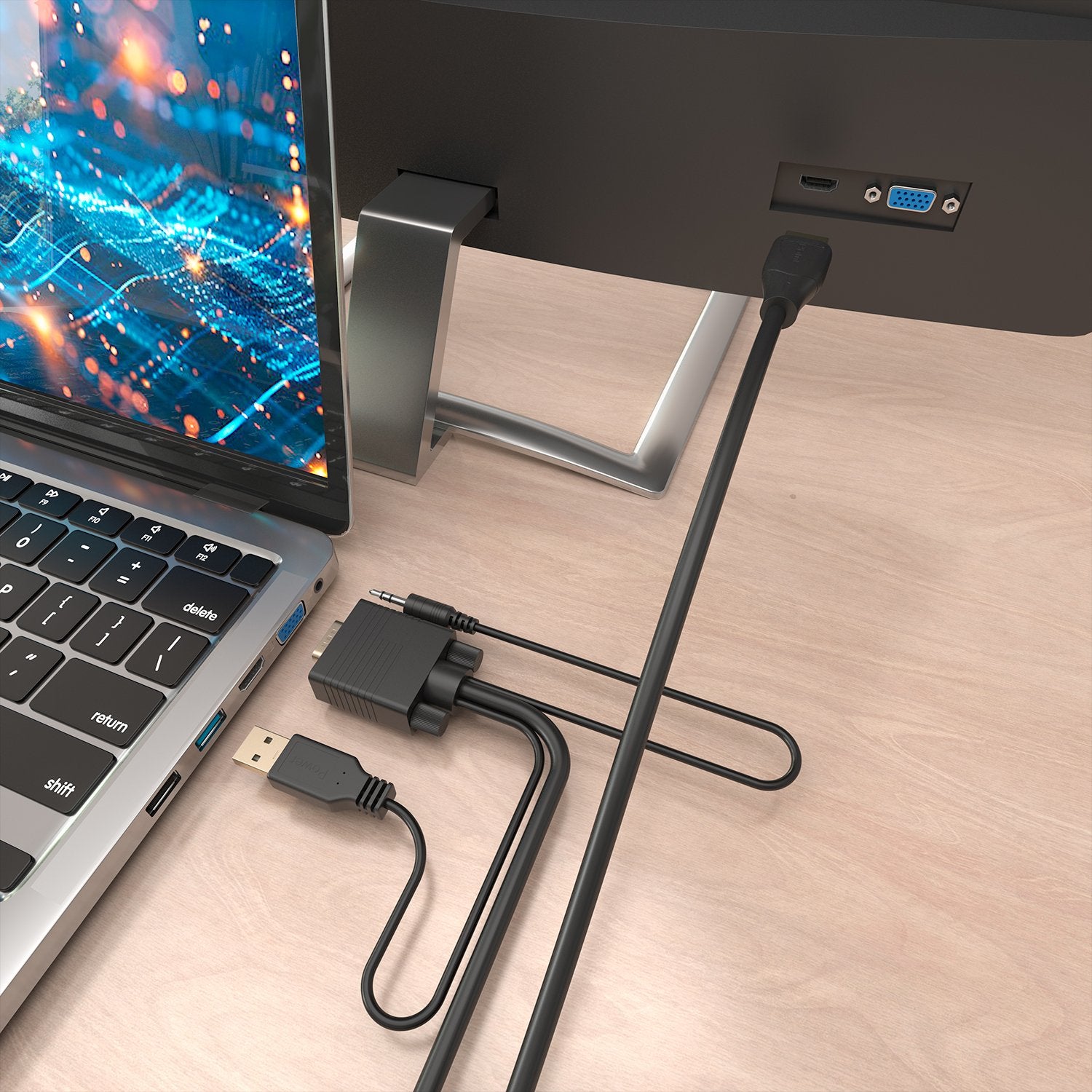 EAN 8435739904763 - AISENS A115-1009 adaptador de cable de vídeo 2 m VGA (D-Sub) + 3.5mm + USB Type-A HDMI tipo A (Estándar) imagen 4