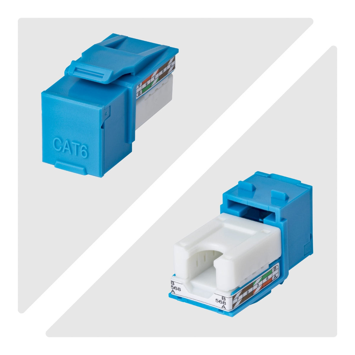 Startech.Com Cat6 Keystone Jack Módulo, Pack De 24 Rj45 Ethernet Keystone Conector Hembra, Utp Cat6 Wandbuchse, 90 Grad 110 Punch Down Conector Hembra, Azul, Acodado, Azul, Rj-45, Conector Hembra, Conector Hembra, 10gbase-T