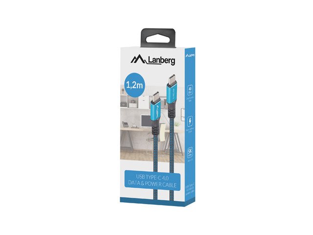 EAN 5901969436747 - Lanberg CA-CMCM-45CU-0012-BK cable USB USB4 Gen 2x2 0,12 m USB C Negro, Azul imagen 5