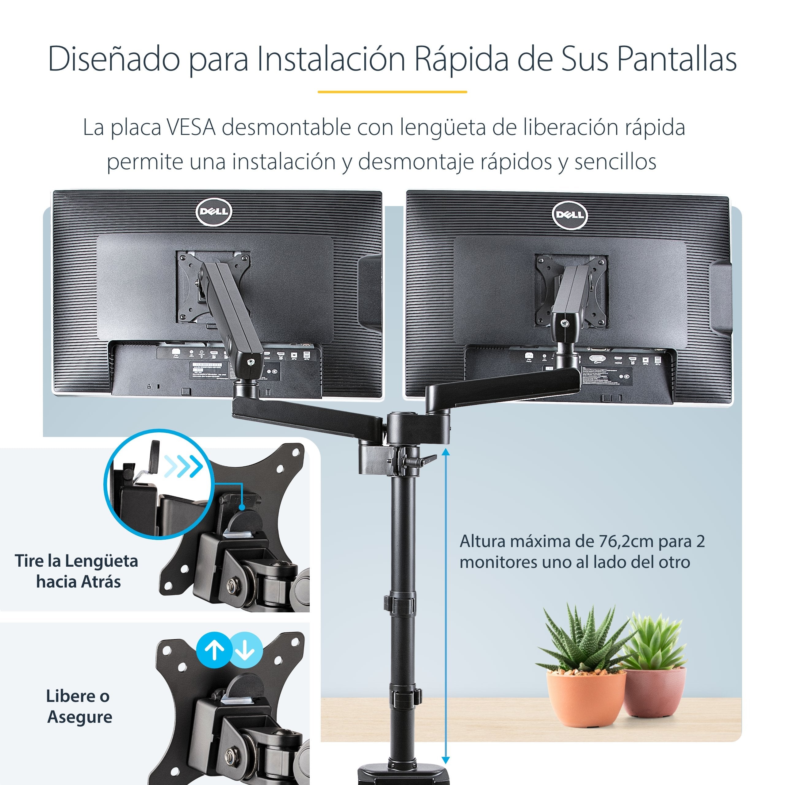 Startech Soporte Vesa Ajustable Para 2 Monitores 32"
