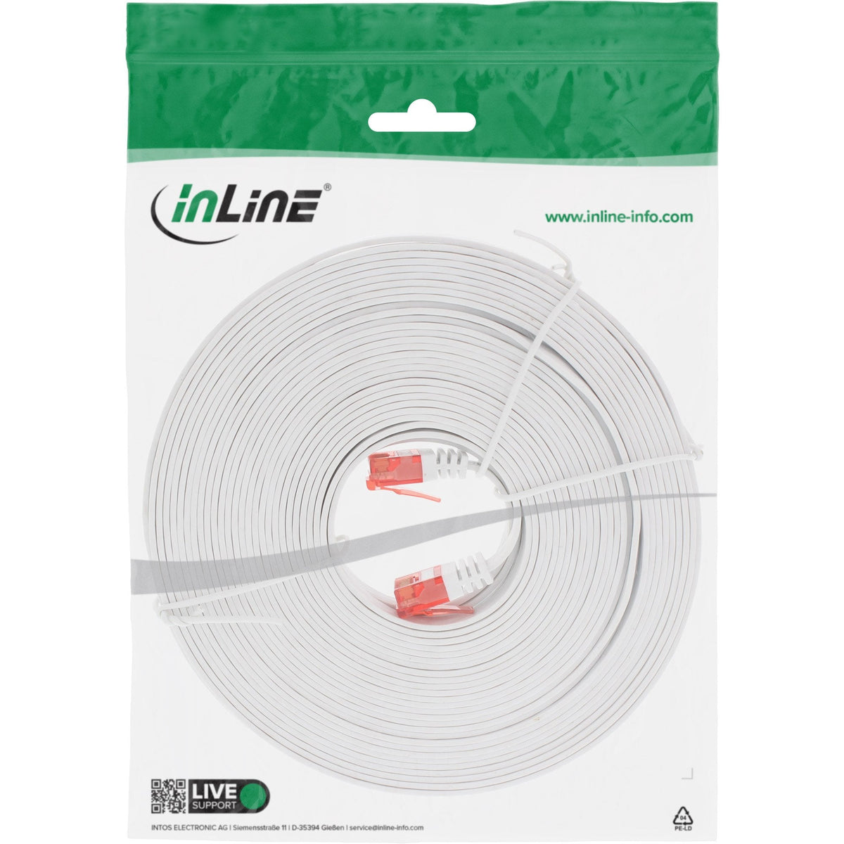 Inline Flat Ultraslim Cable De Red U/Utp Cat.6 Gigabit Ready Blanco 7m