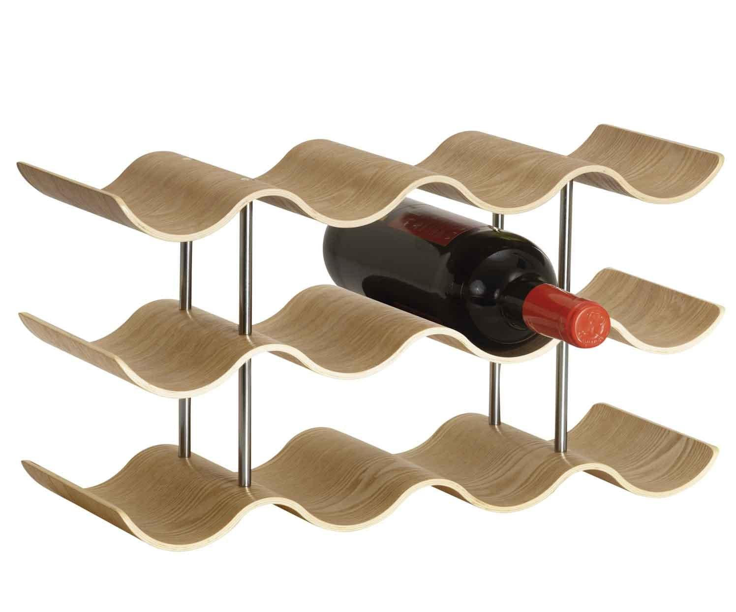 Botellero Madera, Sauce Y Metal, 12 Botellas
