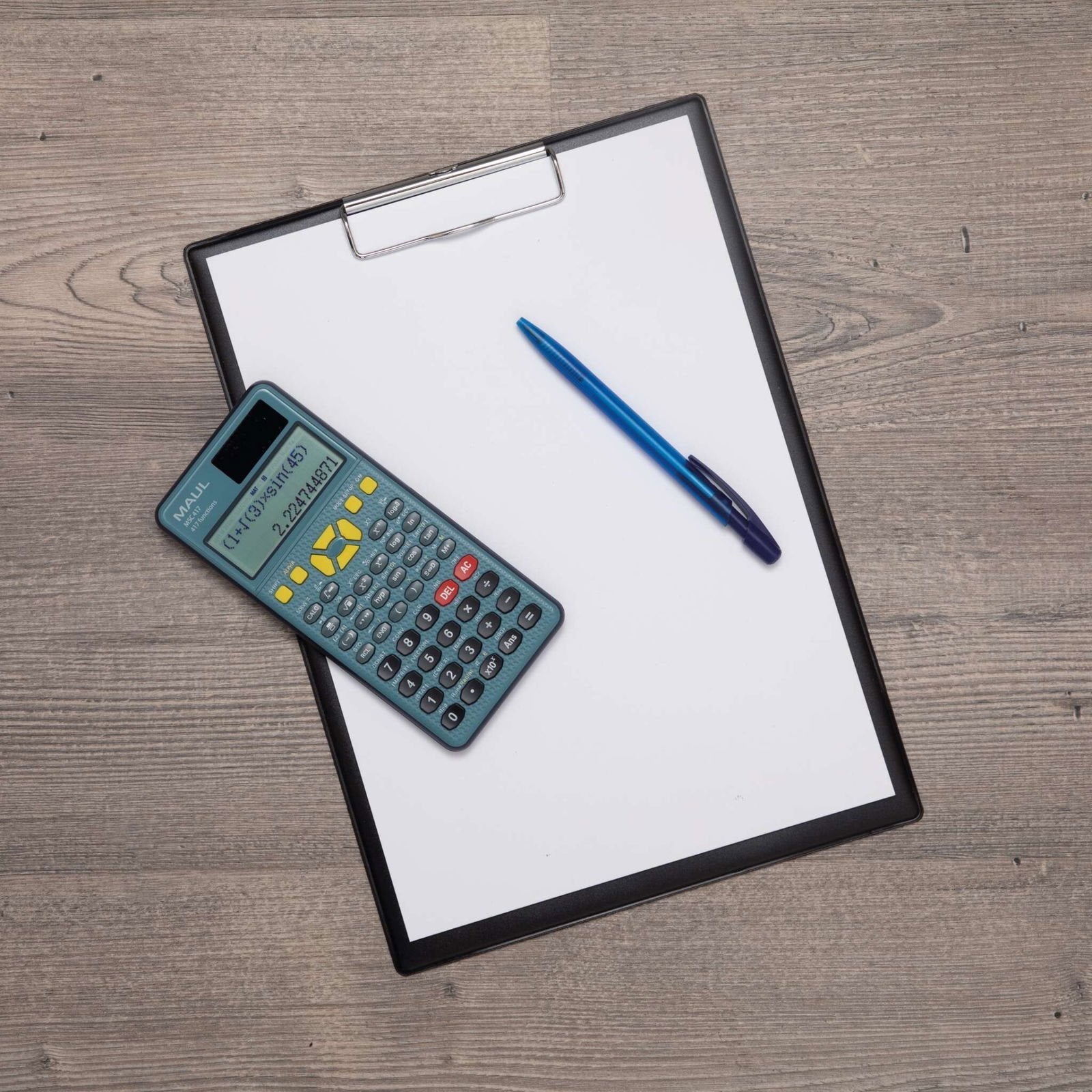 Maul Msc 417 - Calculadora Científica Con Pantalla De 2 Líneas, 80% Plástico Reciclado, Pantalla Lcd, Incluye Funda De Tapa Dura, Color Azul Y Negro