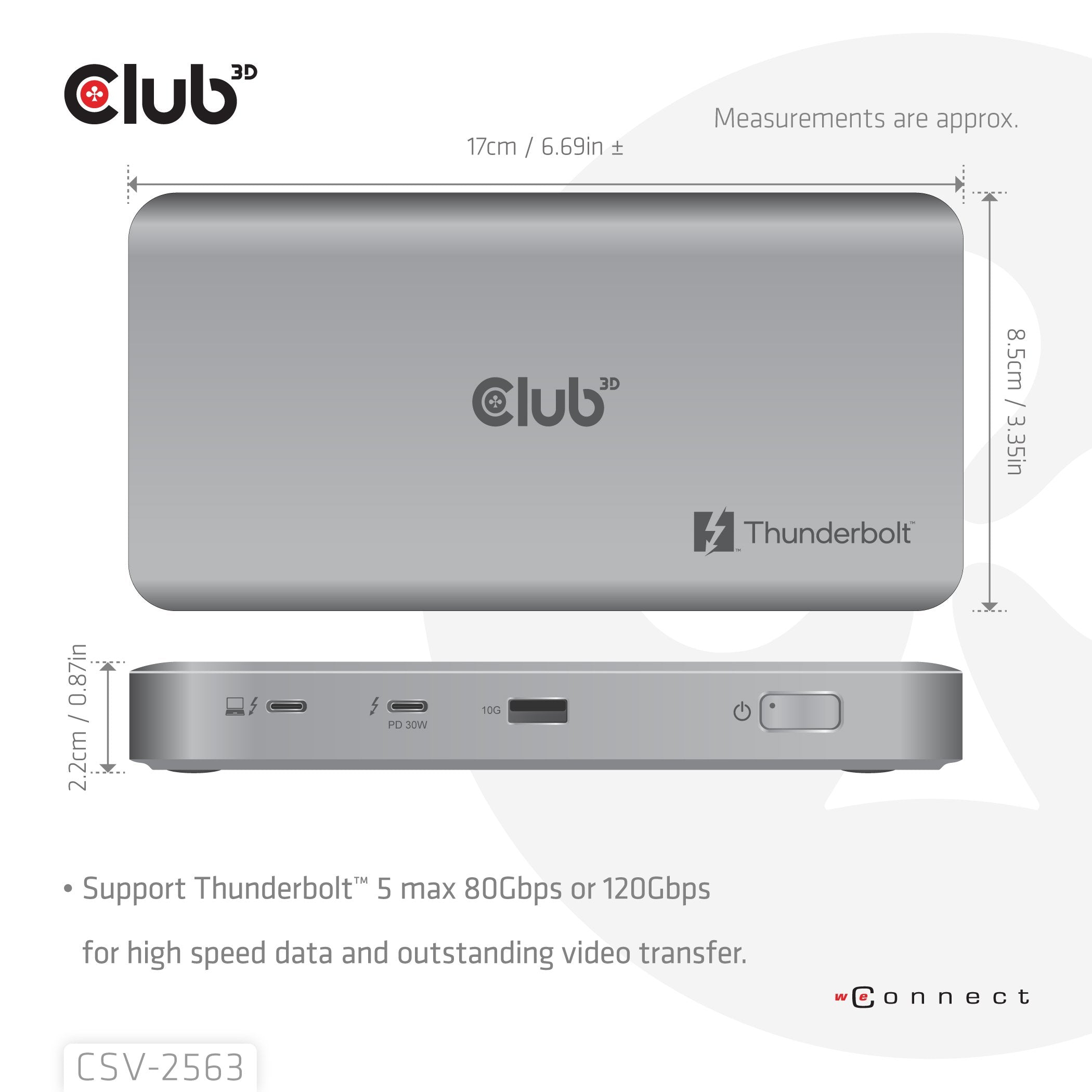 Club3d Thunderbolt5 5-In-1 Hub > 3xthunderbolt 1xusb H H