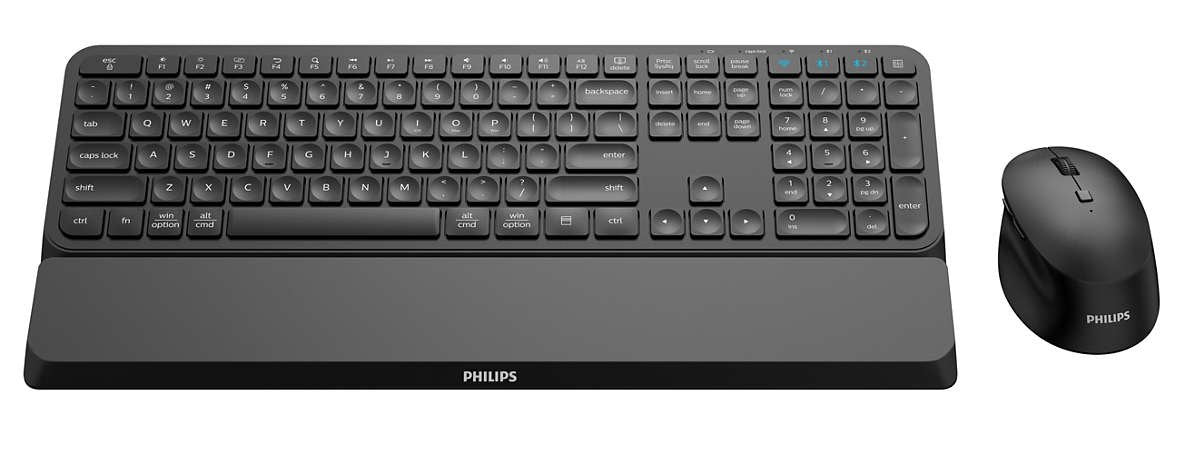 Philips Cableloses Teclado (Aleman)- Und Raton-Set Spt6607b - Negro