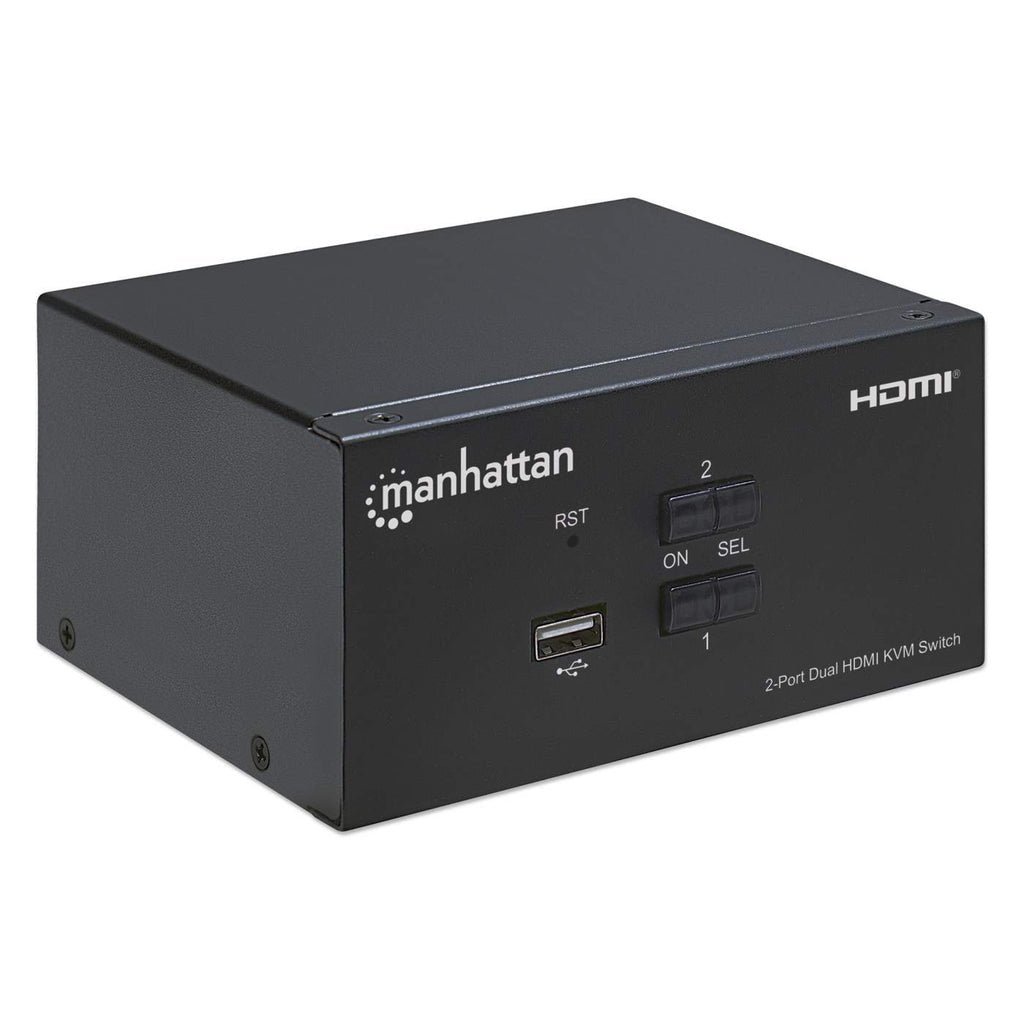 Conmutador Kvm Manhattan 2 Puertos Monitor Dual Hdmi 4k@30hz