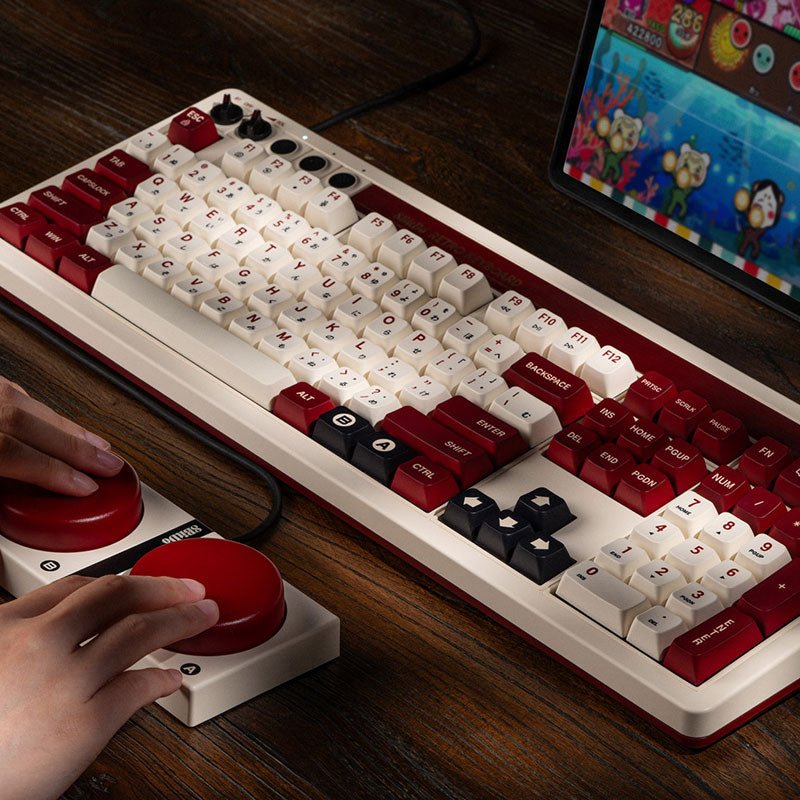 EAN 6922621506645 - 8Bitdo Retro 108 teclado Juego USB + RF Wireless + Bluetooth Borgoña, Blanco imagen 9