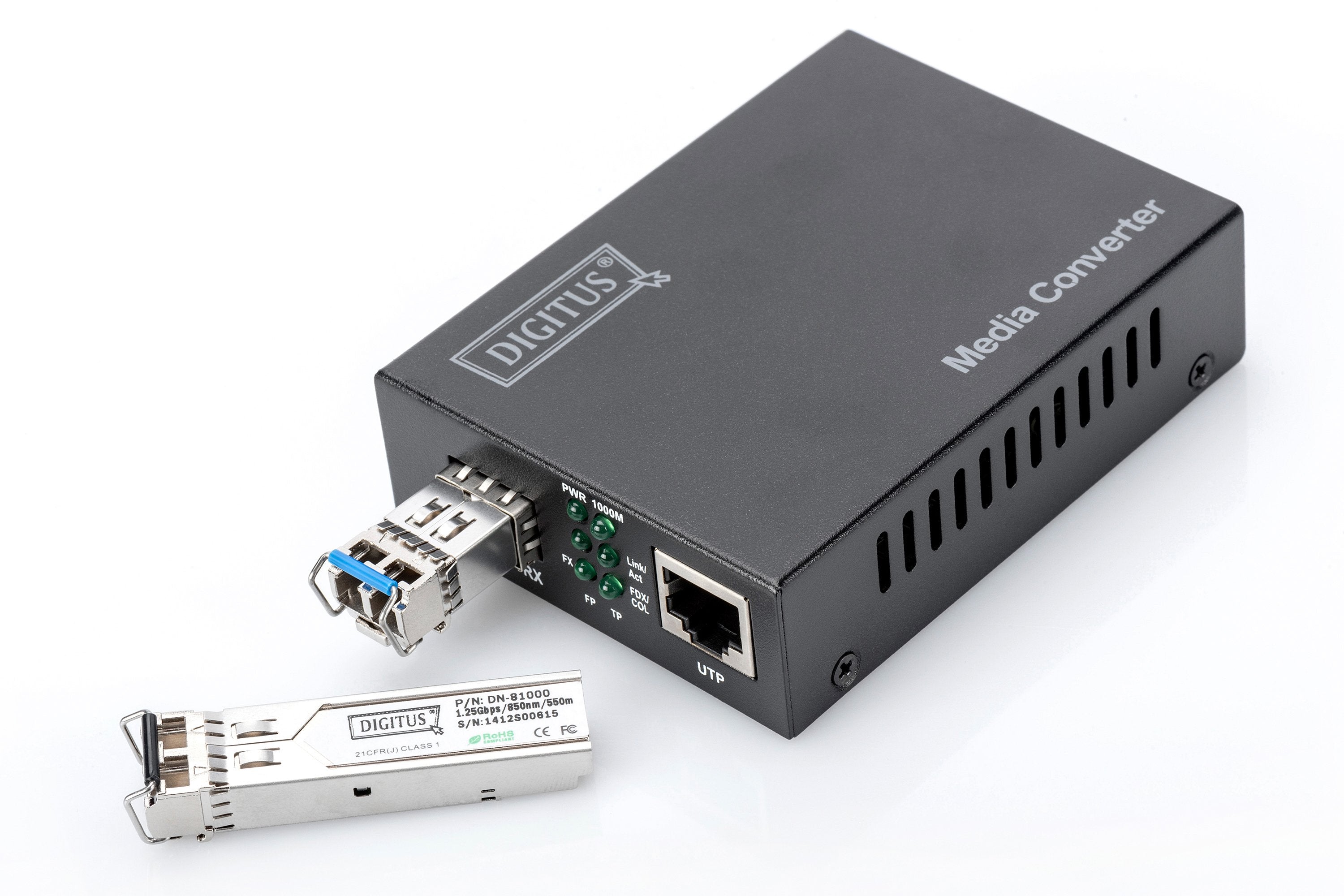 Convertidor De Medios Digitus 10 Gigabit Rj45 / Sfp 1g, 2.5g, 5g, 10g, 12v