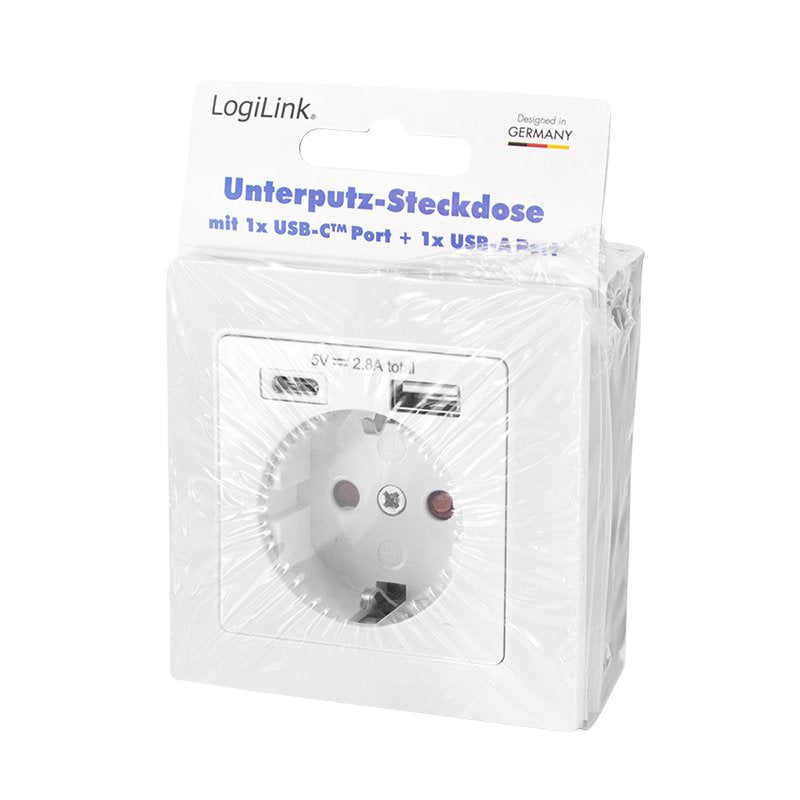 Toma De Empotrar Logilink, 1x Cee 7 3, 1x Usb-A, 1x Usb-C