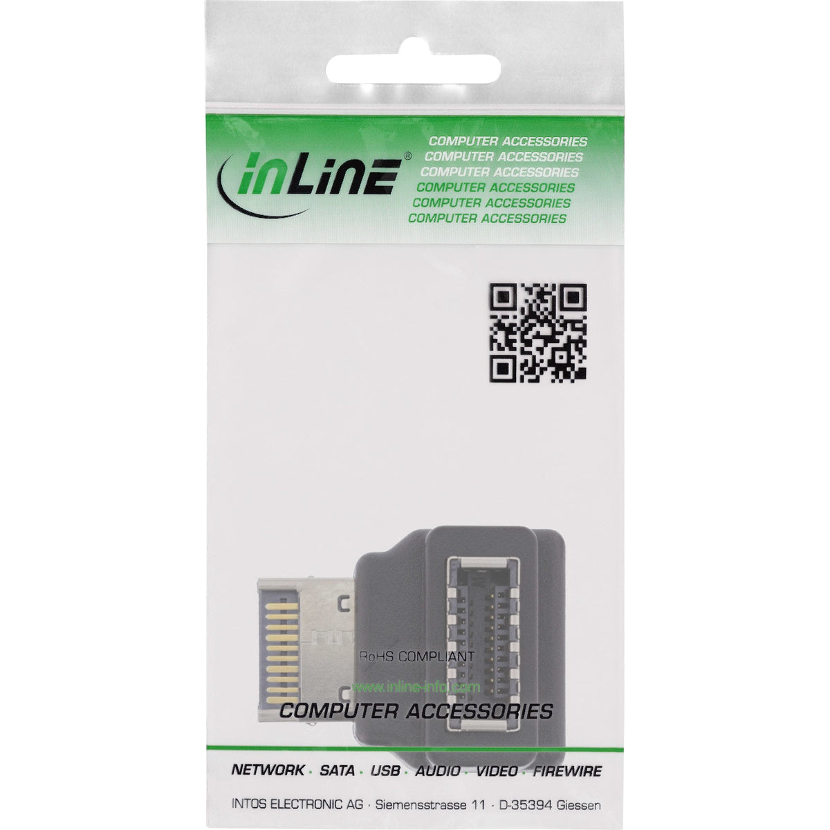 Inline® Usb 3.2 Adaptador Internal, Front Panel Usb-E Macho A Usb-E Hembra 90°