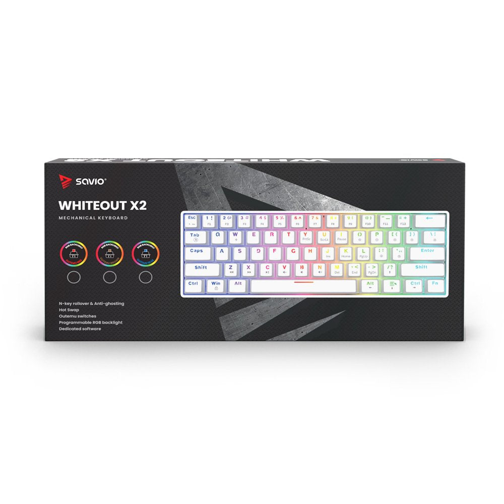EAN 5901986049357 - Savio WHITEOUT X2 PEACH teclado Juego USB QWERTY Inglés internacional Blanco imagen 11