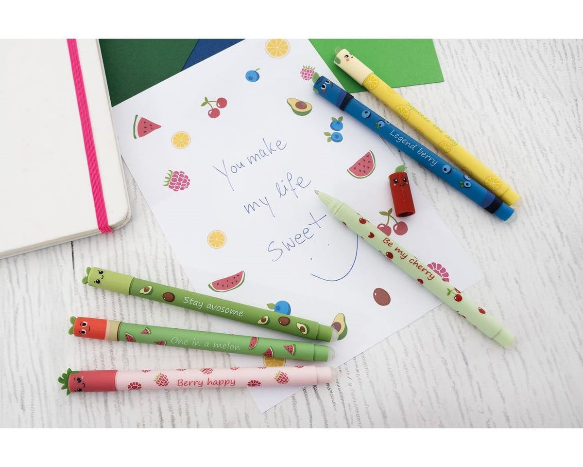 Eberhard Faber Fruity Erase It! Expositor Con 36 Boligrafos Borrables - Trazo 0.7mm - Capuchon Con Formas De Frutas -