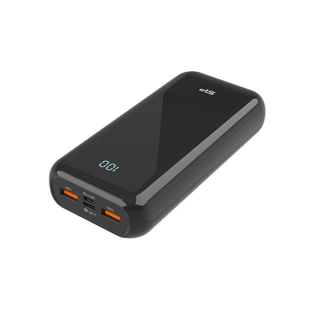 Powerbank Silicon Power Qs28 20000mah Lcd Qc3.0+Pd 2x Usb A, 1x Musb + 1x Usb C, Czarny