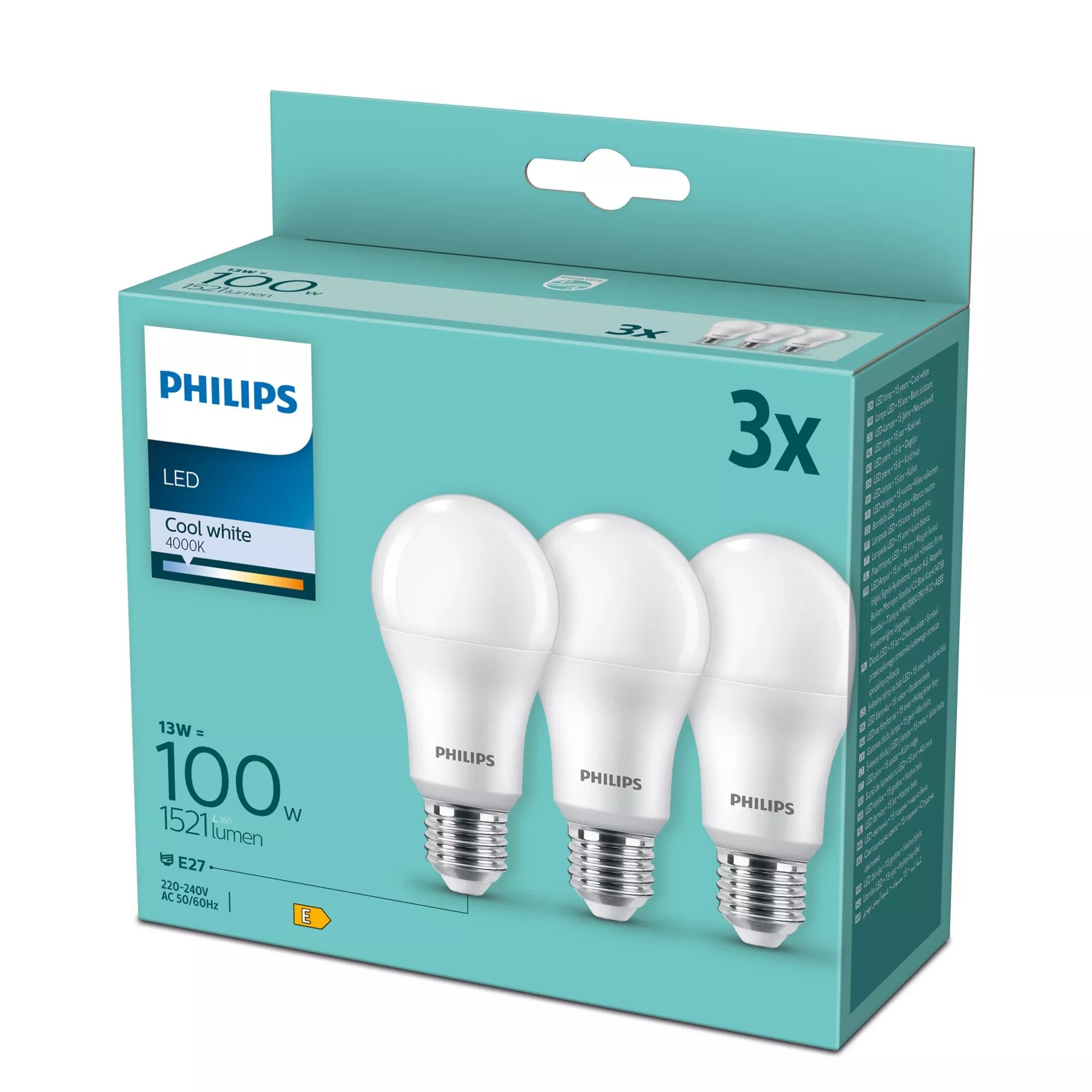 Philips Led Lamp E27 3-Pack 100w 4000k