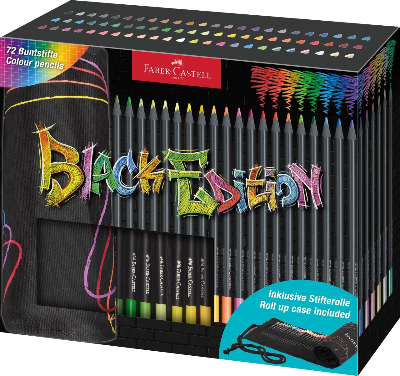 Faber-Castell Black Edition Pack Enrollable De 72 Lapices De Colores - Mina Supersuave - Madera Negra - Ideales Para
