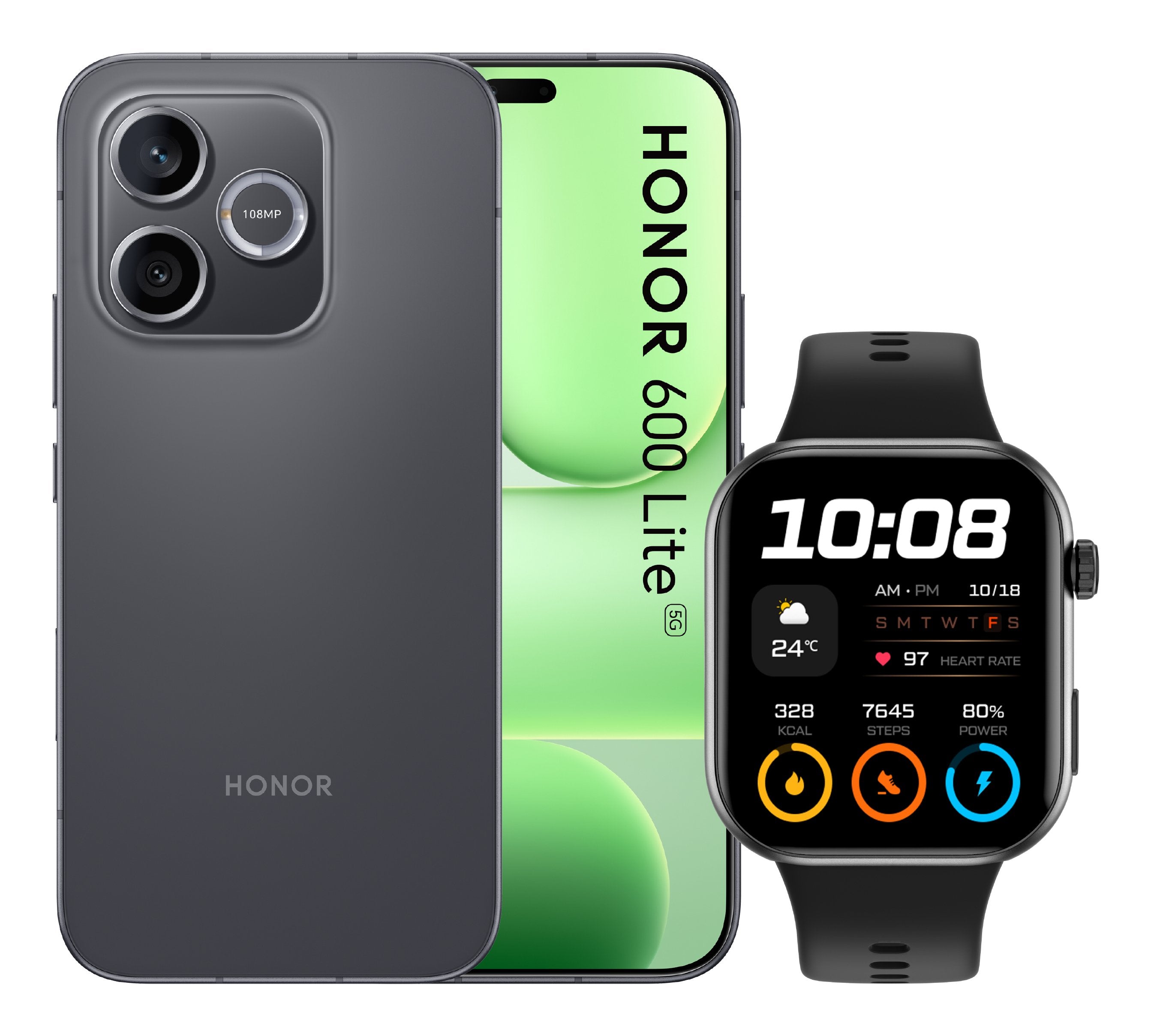 Honor 600 Lite 8+256gb 6.6"5g Velvet Black Ds + Watch 2i Ita