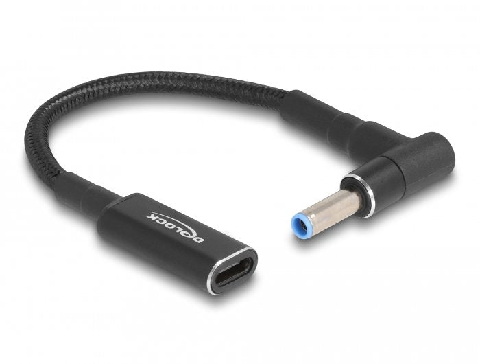 Delock 60031 Cable De Carga Portátil Usb Type-C Hembra A Hp 4,5 X 3,0 Mm Macho En Ángulo De 90° 15 Cm