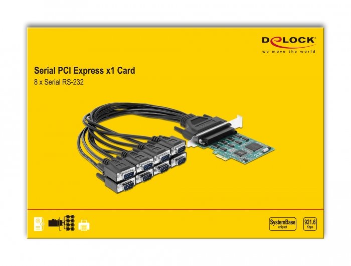 Delock 90411 Tarjeta Y Adaptador De Interfaz Interno Rs-232, Tarjeta De Interfaz Pcie, Rs-232, Pcie 1.1, Rs-232, Verde, 0,45 M