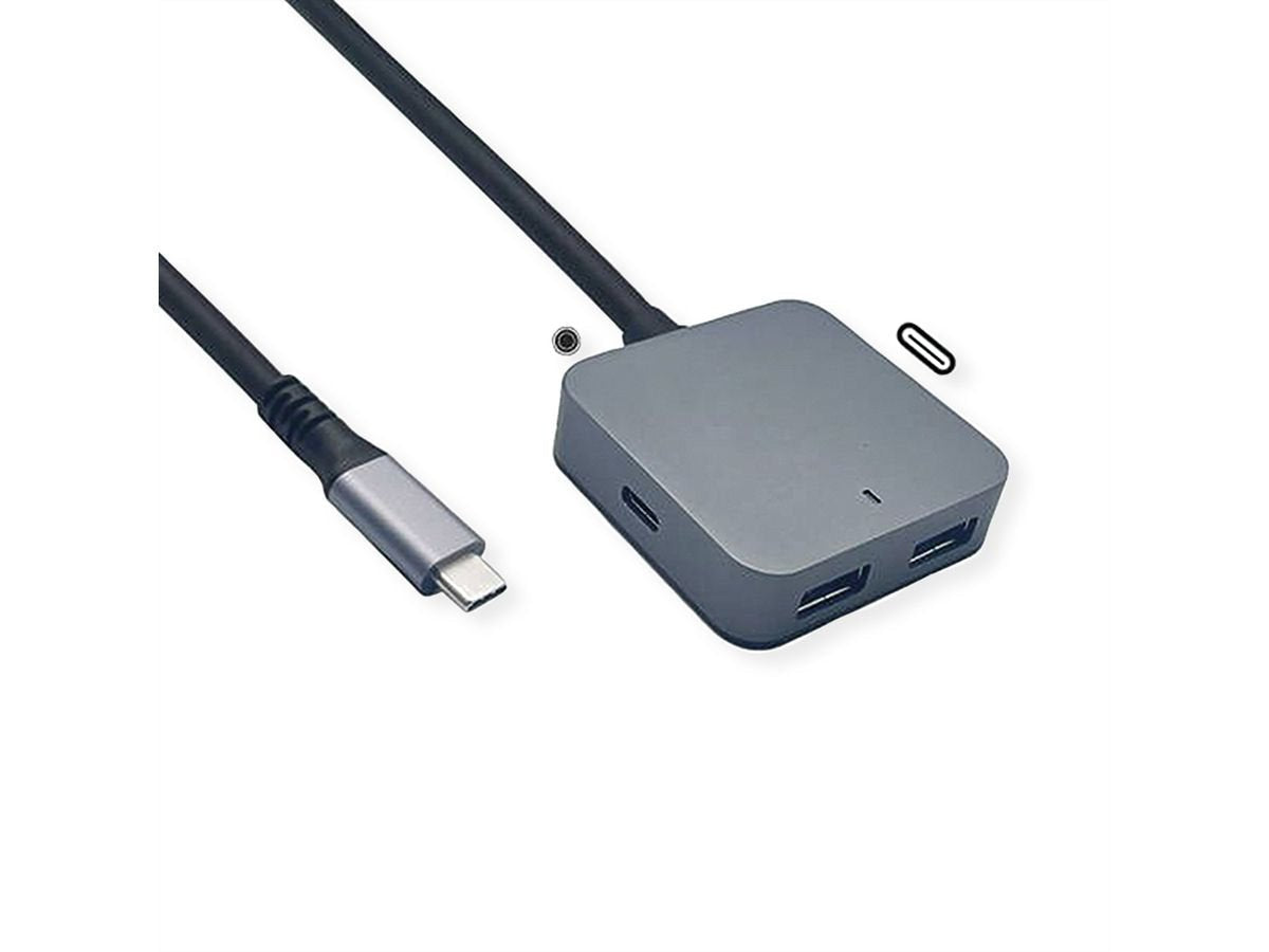 Value Usb 3.2 Gen 2 Hub, 4 Ports (2x Usb-A + 2x Usb-C), Mit Verlngerungscable, 3 M