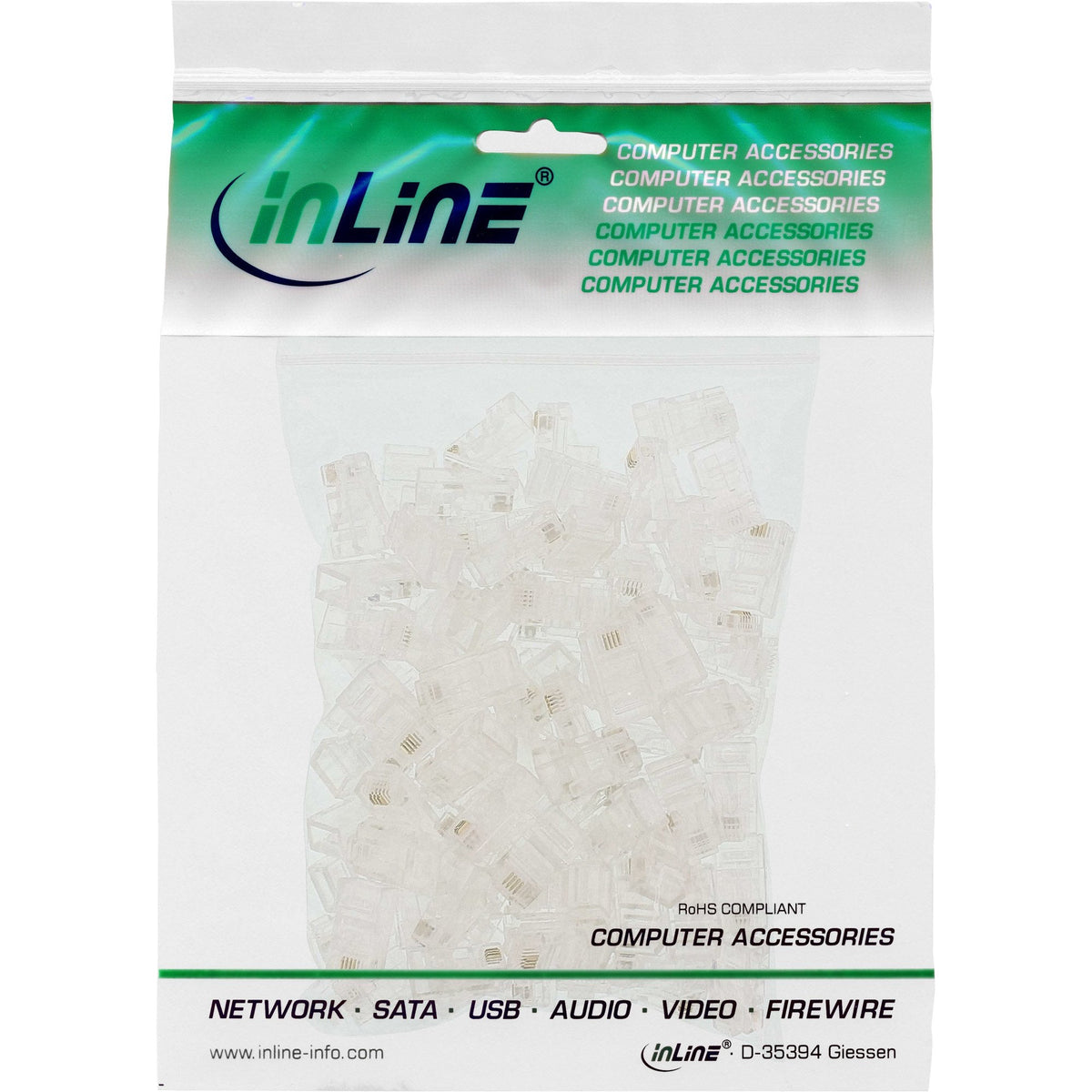 Conector Modular Inline 100pcs 8p4c Rj45 Para Crimpar A Cable Plano Isdn