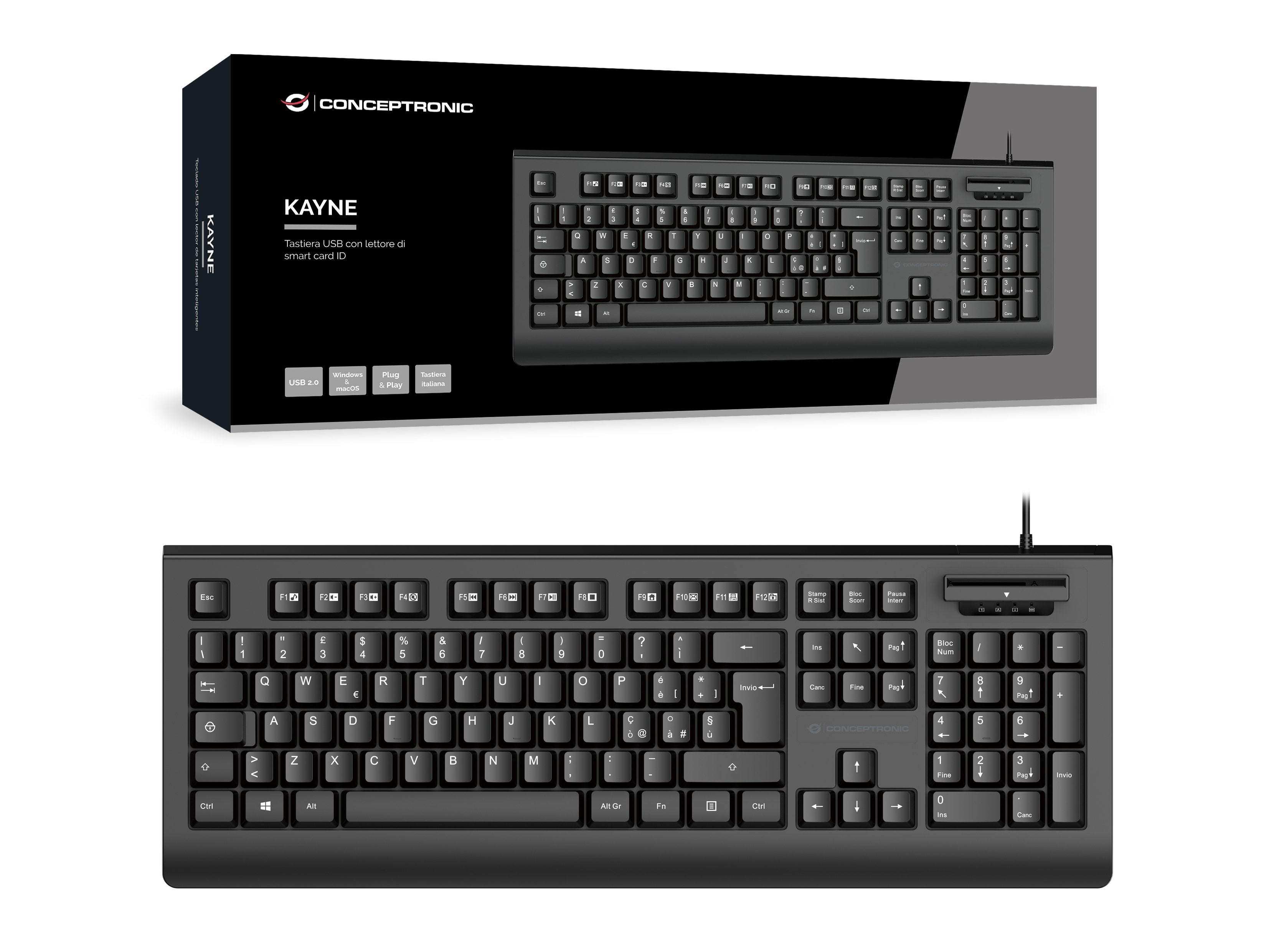 Conceptronic Usb Teclado +Smart Id-Kartenleser Layout It Sw