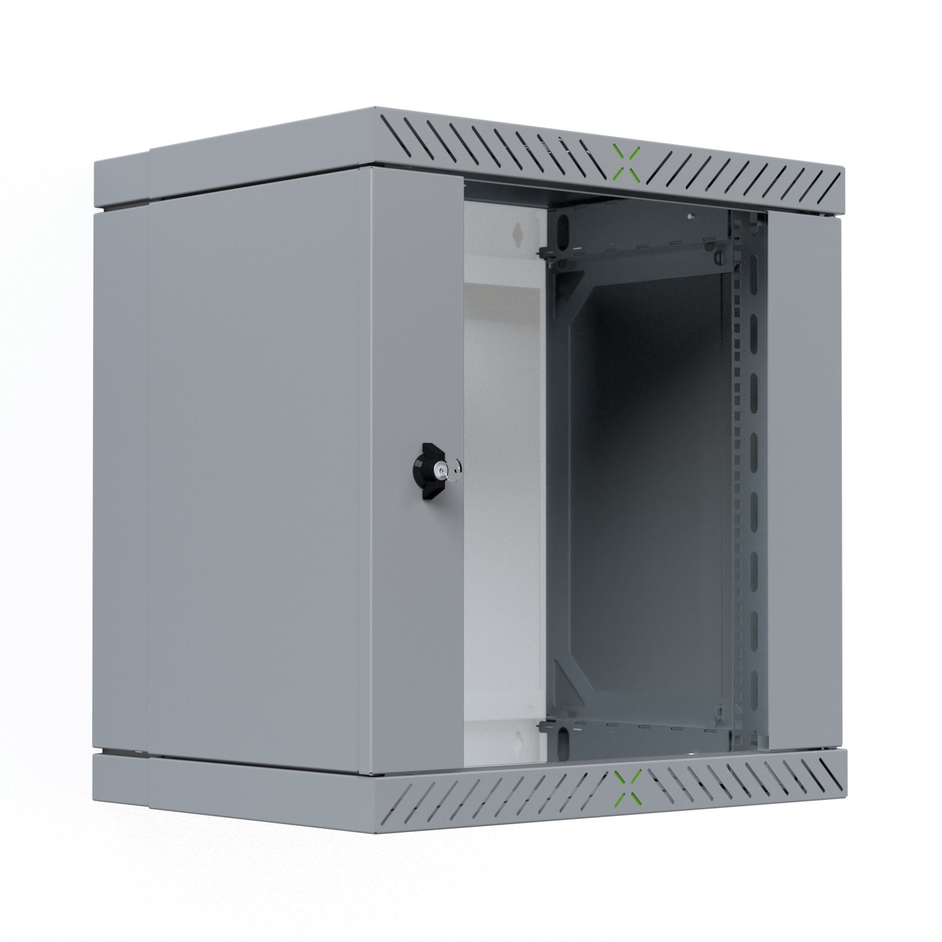 19" Wandgehäuse X-Rack Mit Glastür 400-600mm 12he Grau