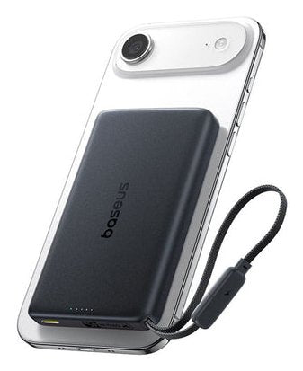 Picogo Am52 Qi2.2 Slim Magnetic Power Bank With Built-In Cable        10000mah 45w Cosmic Black