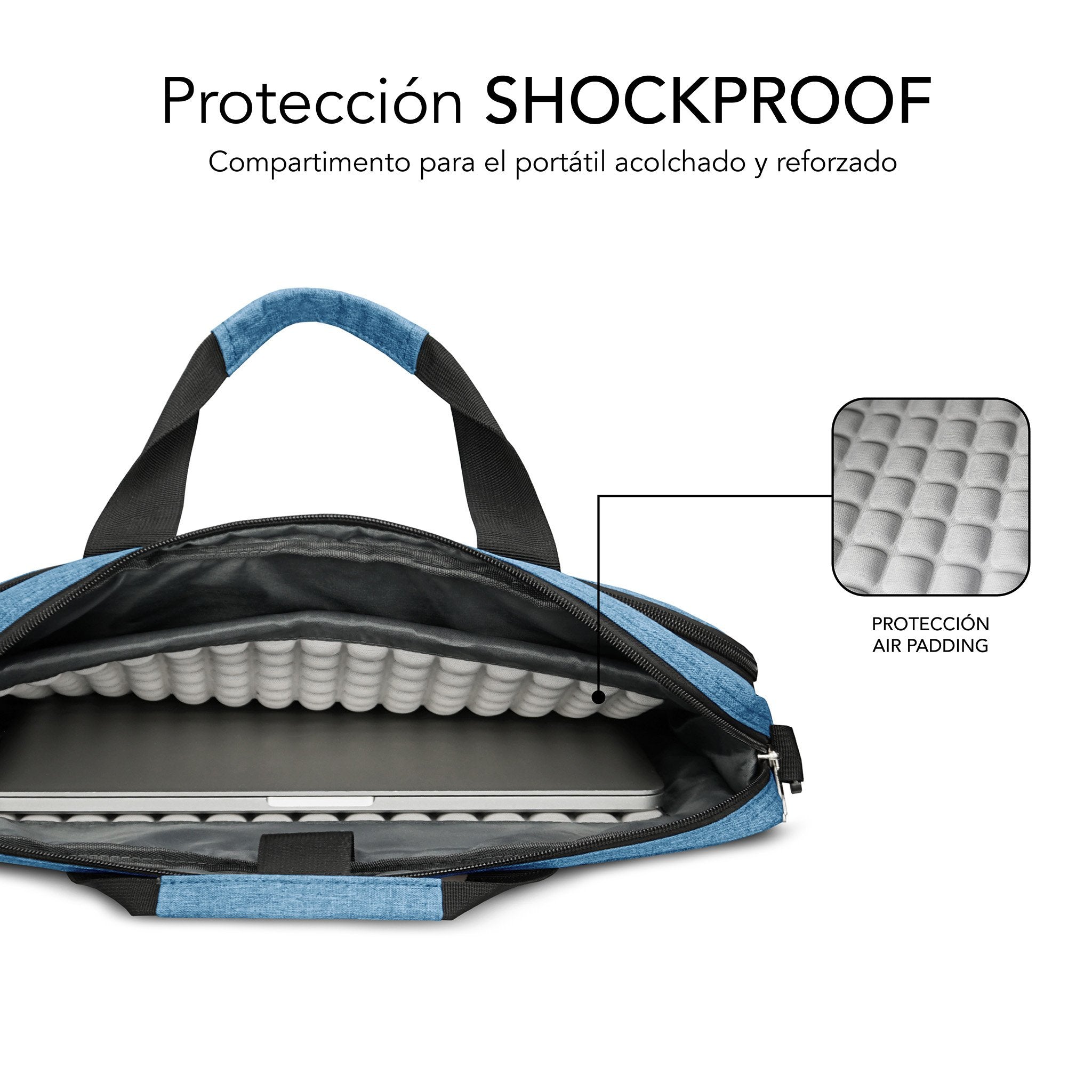 Maletin Air Padding 15.6'' Azul Subblim Hasta 15.6'' / Interior Acolchado / Bolsillo Exterior