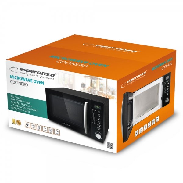 EAN 5901299964224 - Esperanza COCINERO Negro Microondas combinado Encimera 20 L 1200 W imagen 3